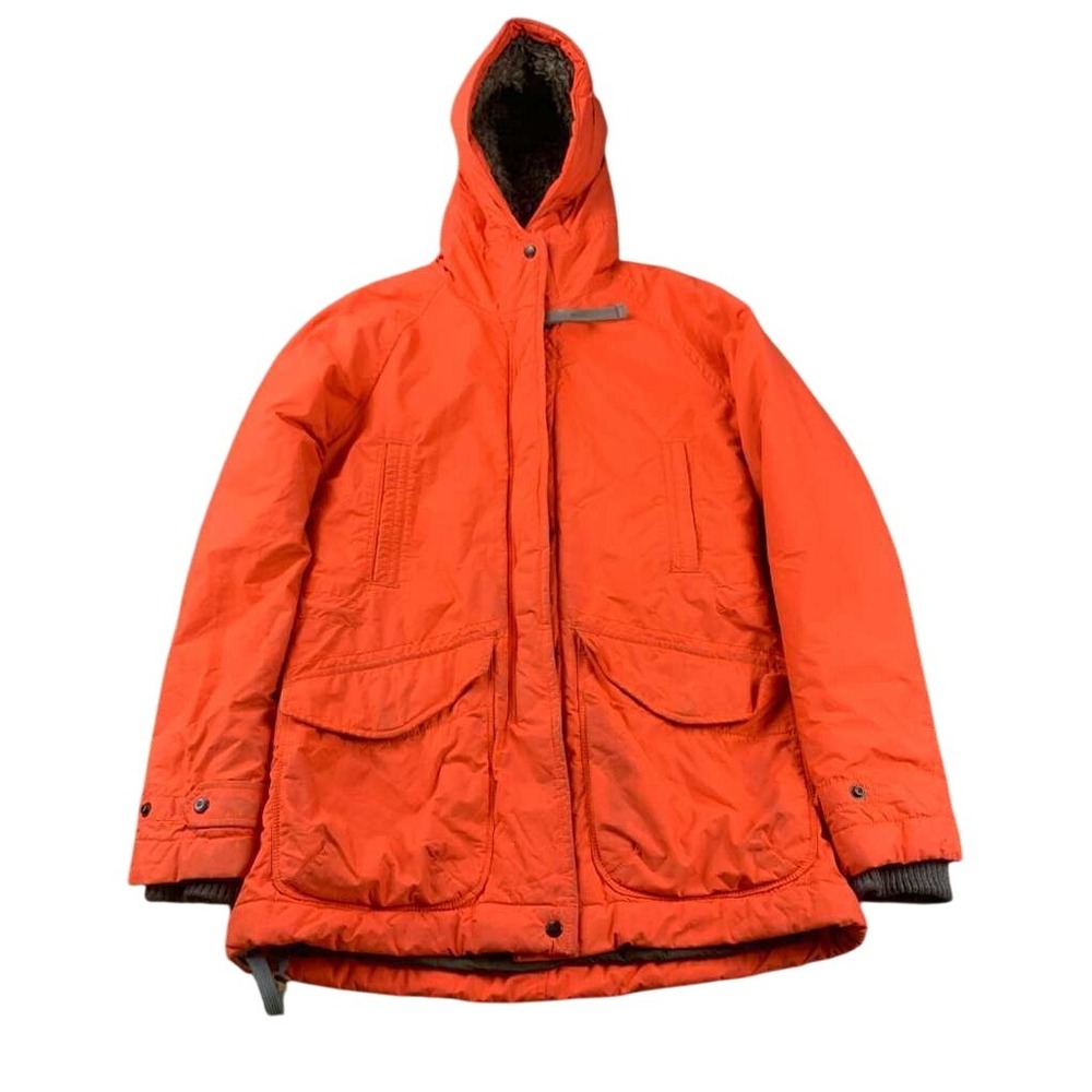 Relwen Men Orange Winter Parka Jacket XS Faux Fur‎ Hood Military Field Coat